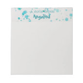 水彩ティール（緑がかった色）スプラッシュレター ノートパッド (正面)