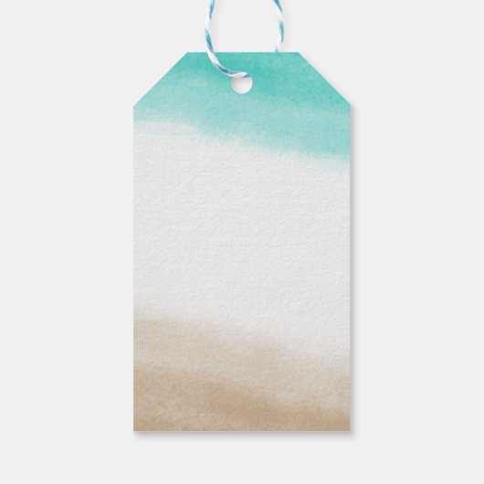 水彩ティール（緑がかった色）&タンエレガントパステルビーチ ギフトタグ (裏面)