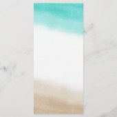 水彩ティール(緑がかった色)&タンエレガントビーチ結婚式メニュー メニュー (裏面)