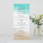 水彩ティール(緑がかった色)&タンエレガントビーチ結婚式メニュー メニュー (スタンド正面)