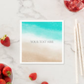 水彩ティール（緑がかった色）&タンエレガントビーチ結婚式 スタンダードカクテルナプキン (インサイチュ)