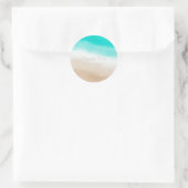 水彩ティール(緑がかった色)&タンパステルビーチ結婚式 ラウンドシール (バッグ)