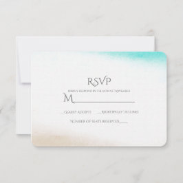 水彩ティール(緑がかった色)&タンパステルビーチ結婚式RSVP 出欠カード