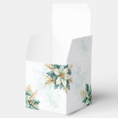 水彩ティール（緑がかった色）フローラクリスマスホリデーギフトボックス フェイバーボックス (オープン)