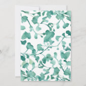 水彩ティール(緑がかった色)フローラハミングバ結婚ードズ 招待状 (裏面)