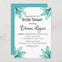 水彩ティール（緑がかった色）フローラパーソナライズされたブライダルシャワー