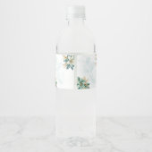 水彩ティール（緑がかった色）フローラホリデーウォーターボトルラベル ペットボトルラベル (裏面)