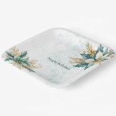 水彩ティール(緑がかった色)フローラホリデー紙プレート ペーパープレート (傾斜あり)