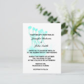 水彩ティール(緑がかった色)ブルーアート抽象芸術ツリー結婚ズ インビテーションポストカード (スタンド正面)
