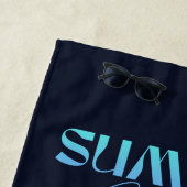 水彩ティール（緑がかった色）ブルーシーカメパーソナライズされた ビーチタオル (インサイチュ)