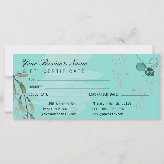 水彩ティール（緑がかった色）ブルーユーカリサロン (正面)