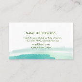 水彩ティール(緑がかった色)ブルー(ばちゃばちゃ)跳ねる抽象芸術マンダラアート 名刺 (裏面)