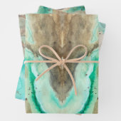 水彩ティール（緑がかった色）包装紙フラットシートセット3 ラッピングペーパーシート (インサイチュ)