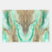 水彩ティール（緑がかった色）包装紙フラットシートセット3 ラッピングペーパーシート (正面)