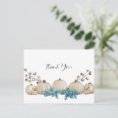 水彩ティール(緑がかった色)及びアイボリー結婚サンキューカード ポストカード (スタンド正面)