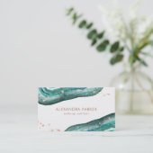 水彩ティール（緑がかった色）及びフェイクバラ金ゴールドダイオード 名刺 (スタンド正面)