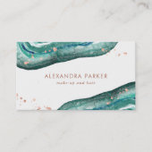 水彩ティール（緑がかった色）及びフェイクバラ金ゴールドダイオード 名刺 (正面)