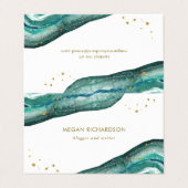 水彩ティール（緑がかった色）及びフェイク金ゴールド 名刺 (外部フラット)
