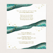 水彩ティール（緑がかった色）及びフェイク金ゴールド 名刺 (内部フラット)