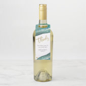 水彩ティール(緑がかった色)及び金ゴールド | 感謝してい ボトルネックタグ (ボトル)