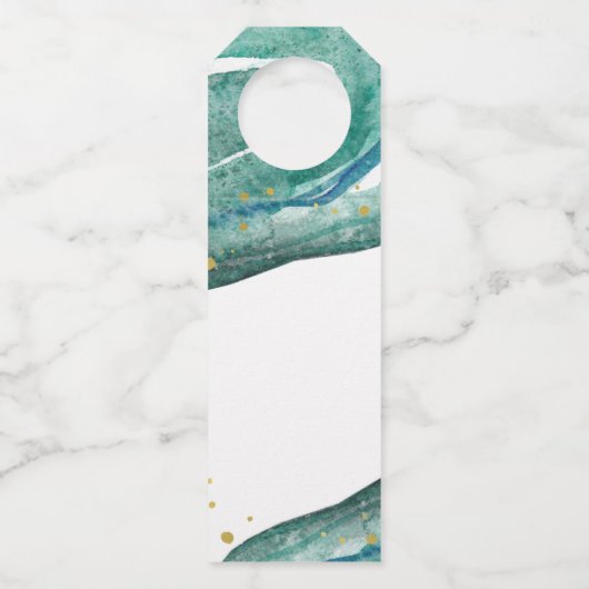 水彩ティール（緑がかった色）及び金ゴールド | 感謝してい ボトルネックタグ (裏面)