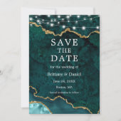 水彩ティール（緑がかった色）大理石ゲートGeodeライト写真 セーブザデート (正面)