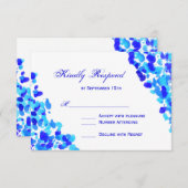 水彩ティール（緑がかった色）王室のブルーウェディングRSVPカード 出欠カード (正面/裏面)