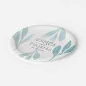 水彩ティール（緑がかった色）紅葉ウェディングパーティー ペーパープレート (アングル)