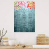 水彩ティール（緑がかった色）結婚の座席 ポスター (キッチン)