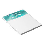 水彩ティール(緑がかった色)緑色スプラッシュホワイトレター ノートパッド (アングル)