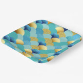 水彩ティール(緑がかった色)金ゴールドグリッターマーメイド紙プレート ペーパープレート (傾斜あり)