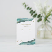 水彩ティール（緑がかった色）金ゴールドゲ – デ |イヤリングディスプレイカード 名刺 (スタンド正面)