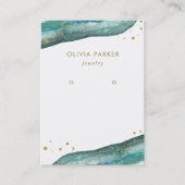 水彩ティール（緑がかった色）金ゴールドゲ – デ |イヤリングディスプレイカード 名刺 (正面)
