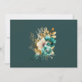 水彩ティール（緑がかった色）金ゴールド保存日付招待状 招待状 (裏面)