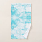 水彩ティール（緑がかった色）青抽象芸術模様 バスタオルセット (ハンドタオル)