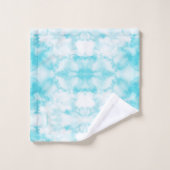 水彩ティール（緑がかった色）青抽象芸術模様 バスタオルセット (ウォッシュタオル)