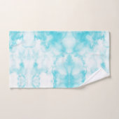 水彩ティール（緑がかった色）青抽象芸術模様 バスタオルセット (ハンドタオル)