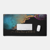 水彩テクスカラフルチャ金ゴールドモノグラム デスクマット (キーボード&マウス)