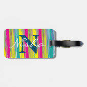 水彩テクスチカラフルャ青白モノグラム ラゲッジタグ (裏面横)