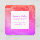 水彩テクスチャカラフルスクエアピンク スクエア名刺 (裏面)