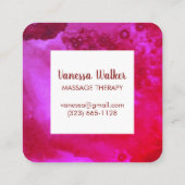 水彩テクスチャカラフルスクエアホットピンク スクエア名刺 (裏面)