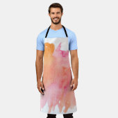 水彩テクスチャピンクオレンジ エプロン (着用した状態)