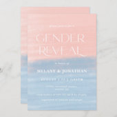 水彩テクスチャベビーシャワーピンクブルー 招待状 (正面/裏面)