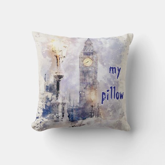 水彩テクスチャーモノグラムの枕 クッション (正面)