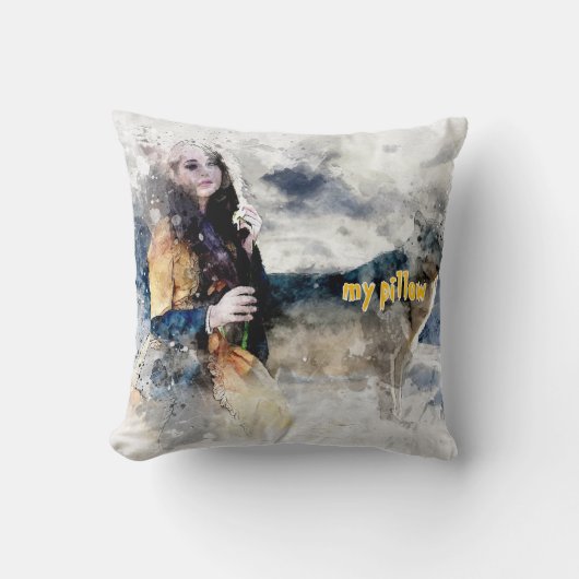 水彩テクスチャーモノグラムの枕 クッション (正面)