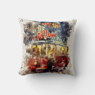 水彩テクスチャーモノグラムの枕 クッション