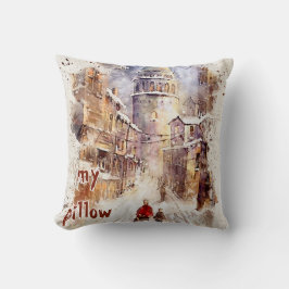 水彩テクスチャーモノグラムの枕 クッション