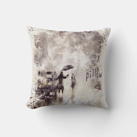 水彩テクスチャーモノグラムの枕 クッション (正面)