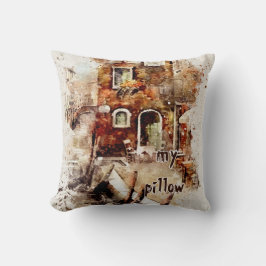 水彩テクスチャーモノグラムの枕 クッション