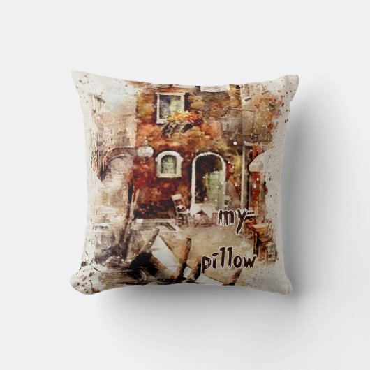 水彩テクスチャーモノグラムの枕 クッション (正面)